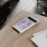 Pastel Cat Phone Case, Headphones Glitch Color Block Cover