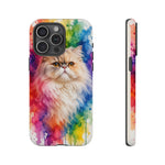 Persian Cat Watercolor Portrait Tough Phone Case - Rainbow