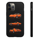 C3 Corvette Art Phone Case Orange, Three-View Vector Cover, Gift