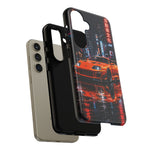 Orange Supra Phone Case, Neon City Night JDM Sports Car Tough Cover