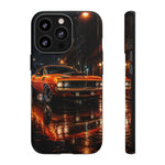 Orange Cuda Phone Case, Rainy City Night Muscle Car Tough Cover