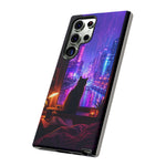 Lo-Fi Cat Neon Rain Window Vaporwave Art Tough Phone Case