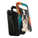 Boston Terrier Pop-Art Portrait Tough Phone Case - Teal Orange