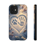Pet Paw Print Phone Case Snow Heart Tough Cover Gift Art