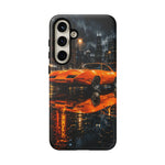 Orange Daytona Phone Case, Rainy City Night Muscle Car Tough Cover