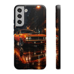 Orange Cuda Phone Case, Rainy City Night Muscle Car Tough Cover