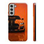 Orange Mustang Art Phone Case, GT500 American Muscle Car Tough Cover for Male