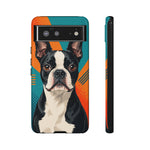 Boston Terrier Pop-Art Portrait Tough Phone Case - Teal Orange