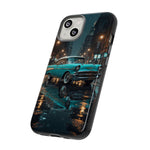 Vintage Teal 1957 Bel Air Classic Car Tough Case | Retro Rainy City Phone Cover