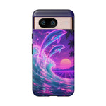 Neon Dolphin Ocean Vaporwave Art Tough Phone Case