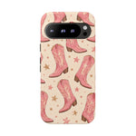 Pink Cowboy Boots phone case | Western pattern | Pastel stars