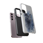 Russian Blue Cat Watercolor Portrait Tough Phone Case - Silver