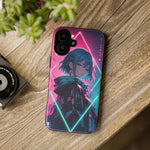 Anime Girl Phone Case Teal, Neon Kanji Calm Gradient Tough Cover