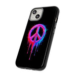 Glitch Peace Sign Phone Case, RGB Melt Digital Art Tough Cover, Gift