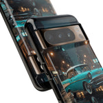 Vintage Teal 1957 Bel Air Classic Car Tough Case | Retro Rainy City Phone Cover