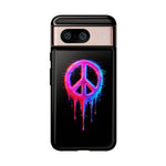 Glitch Peace Sign Phone Case, RGB Melt Digital Art Tough Cover, Gift
