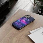 Neon Dolphin Retro Wave Tough Case | Vaporwave Japanese Text, 80s Synth Sunset