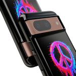 Glitch Peace Sign Phone Case, RGB Melt Digital Art Tough Cover, Gift