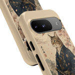 Samurai Cat Phone Case, Cherry Blossom Katana Art Cover