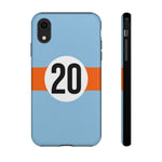 Copy of Blue Orange Number 20 Retro Racing Stripe Tough Phone Case Cover