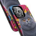 British Shorthair Round Pop Art Tough Phone Case