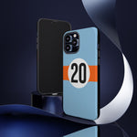 Copy of Blue Orange Number 20 Retro Racing Stripe Tough Phone Case Cover