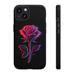Glitch Rose Neon Phone Case Vaporwave Tough Cover