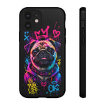 Pug Neon Graffiti Portrait Tough Phone Case - Dripping Paint