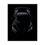 C8 Poster – Chevy Stingray Top View Black Supercar Wall Art Decor Print
