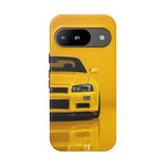 Yellow Skyline Phone Case, R34 GTR 90s JDM Legend Tough Cover for Men Gift