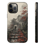 Autumn Temple Steps phone case | Japanese watercolor landscape cover