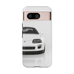 White MK4 Supra Phone Case, Retro 90s JDM Tough Cover for Car Enthusiasts
