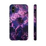 Cherry Blossom Neon Night Vaporwave Art Tough Phone Case