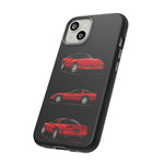 C4 Corvette Art Phone Case Red, Three-View Vector Cover, Gift