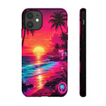 Neon Sunset Beach Radiant Vaporwave Phone Case – Tropical Aesthetic