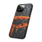 Orange Daytona Phone Case, Rainy City Night Muscle Car Tough Cover