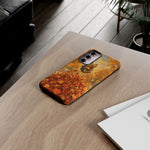 Yorkshire Terrier Jumping in Autumn Leaves Tough Case | Fall Dog Phone Cover