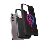 Glitch Peace Sign Phone Case, RGB Melt Digital Art Tough Cover, Gift