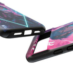 Anime Girl Phone Case Teal, Neon Kanji Calm Gradient Tough Cover