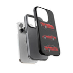 C4 Corvette Art Phone Case Red, Three-View Vector Cover, Gift