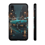 Vintage Teal 1957 Bel Air Classic Car Tough Case | Retro Rainy City Phone Cover