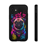 Pug Neon Graffiti Portrait Tough Phone Case - Dripping Paint