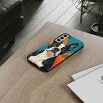 Boston Terrier Pop-Art Portrait Tough Phone Case - Teal Orange