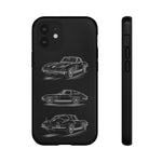 C2 Sting Ray Line Art Phone Case, Glowing Silver Three-View