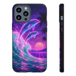 Neon Dolphin Ocean Vaporwave Art Tough Phone Case