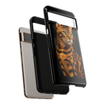 Bengal Cat Geometric Portrait Tough Phone Case - Gold Black Poly