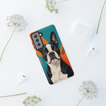Boston Terrier Pop-Art Portrait Tough Phone Case - Teal Orange