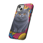 British Shorthair Round Pop Art Tough Phone Case
