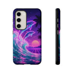 Neon Dolphin Ocean Vaporwave Art Tough Phone Case