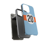 Copy of Blue Orange Number 20 Retro Racing Stripe Tough Phone Case Cover